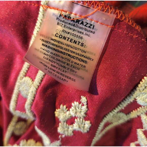 Women’s Red Plaid Button Down Embroidered Velvet Back Boho Western Shirt Sz M - Picture 7 of 9